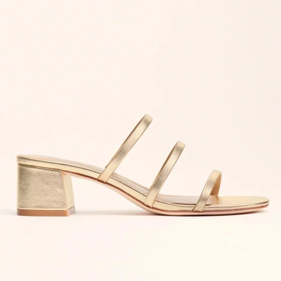 Reformation Gold Ménage Sandals, size 5.5 - Picture 1 of 8